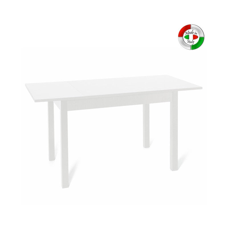 Tavolo pranzo allungabile bianco frassinato in legno nobilitato cm 85x140-180