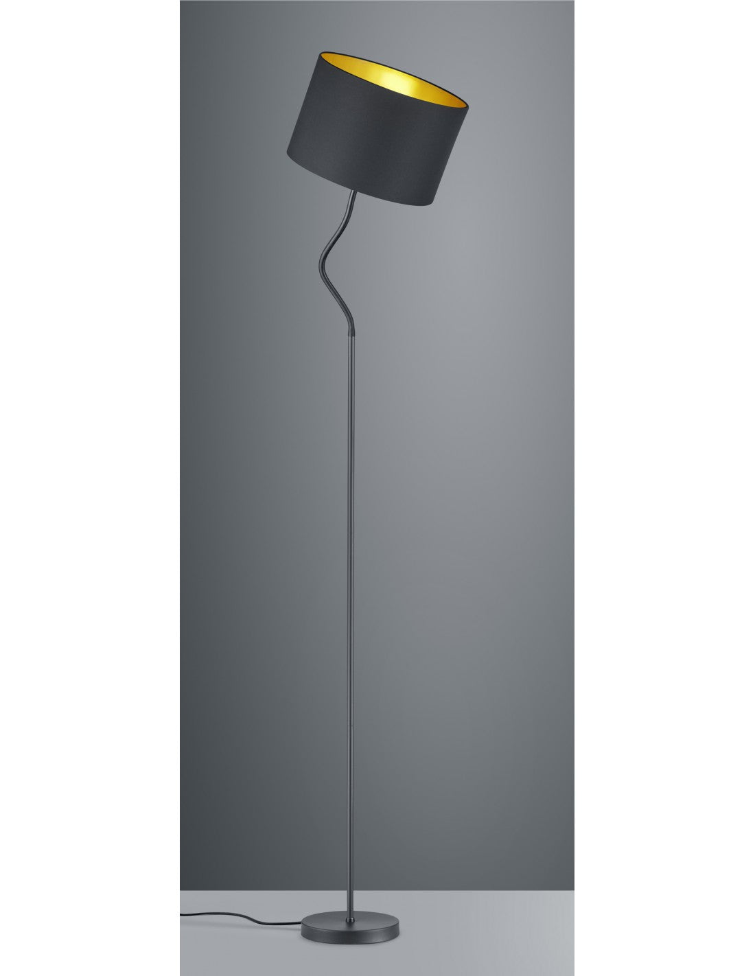 Piantana Hostel Metallo Nero-Oro Paralume Orientabile H156 cm Trio Lighting