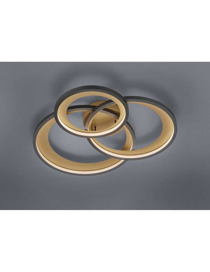 Plafoniera Granada 3 Anelli Nero Led 36w Dimmerabile Trio Lighting