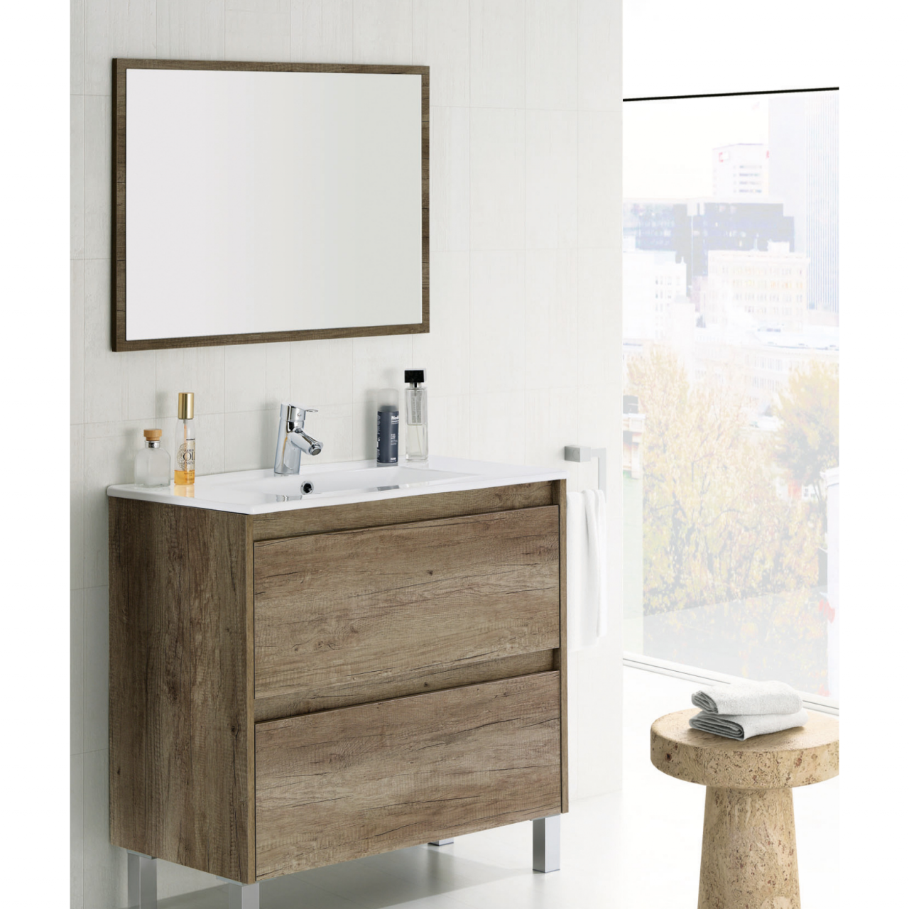 Mobile Bagno Dakota 2 Cassetti Cm. 80 x 45 x 80 Rovere