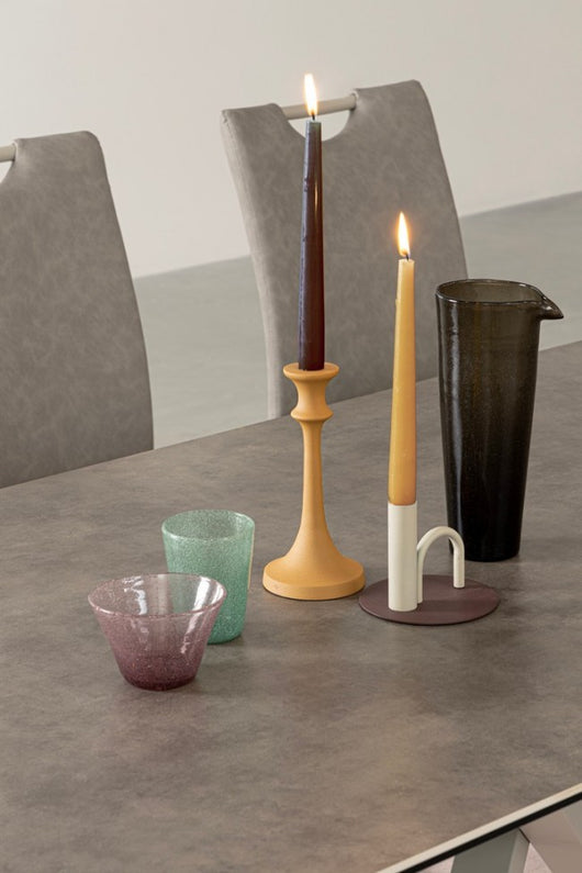 4x Candelabro alabastron D.9x21h ocra metallico