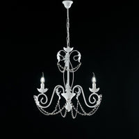 Lampadario in ferro Bianco Shabby strass damasco tre luci 47x h60 cm