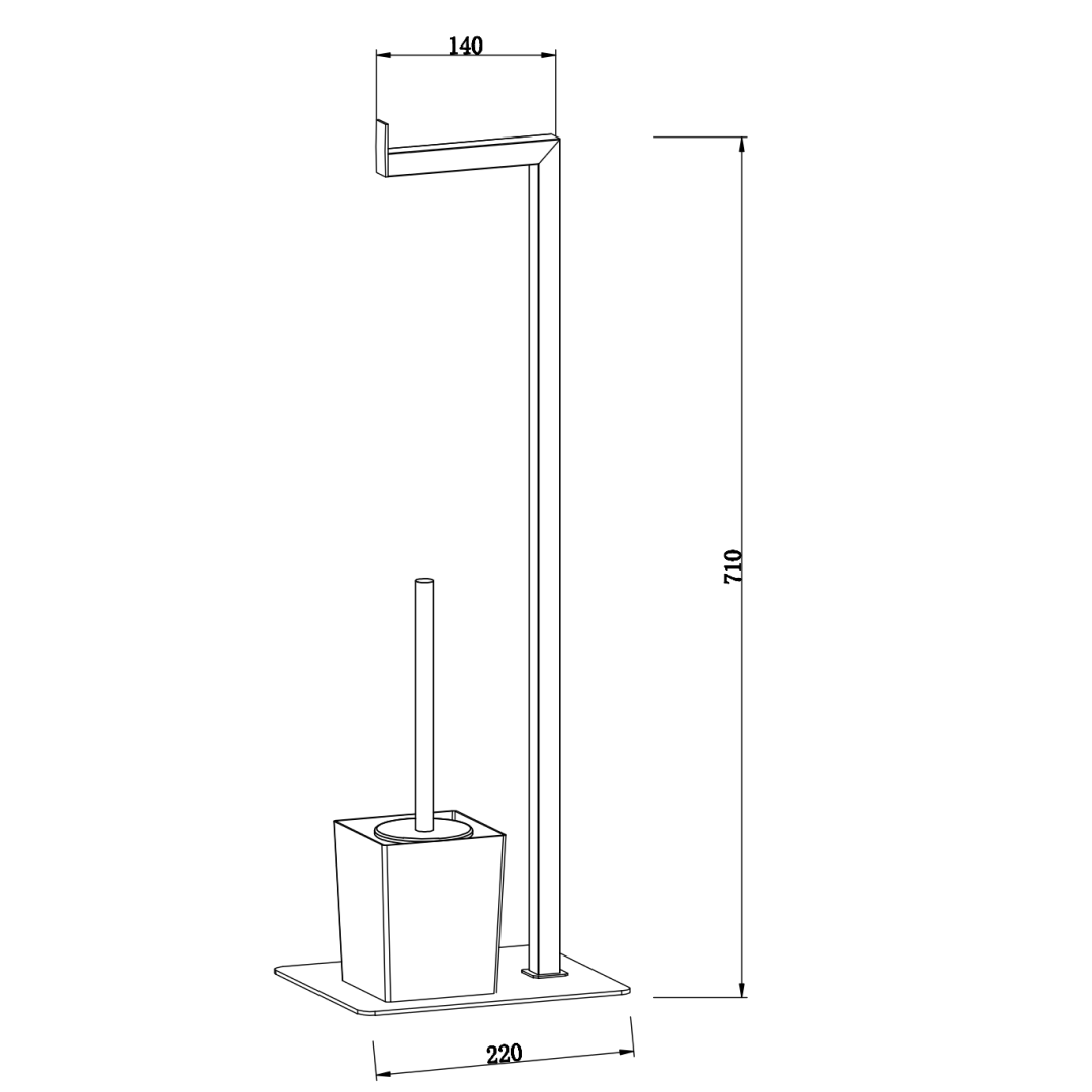 Piantana con portarotolo cromato e portascopino