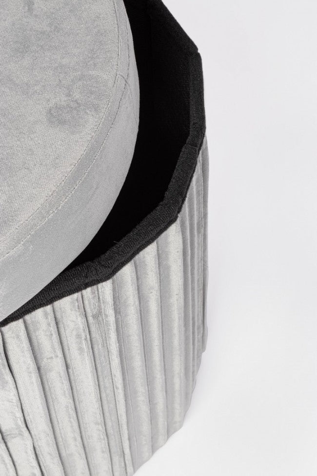 4x Pouf in velluto grigio 38a x 38b x 38h