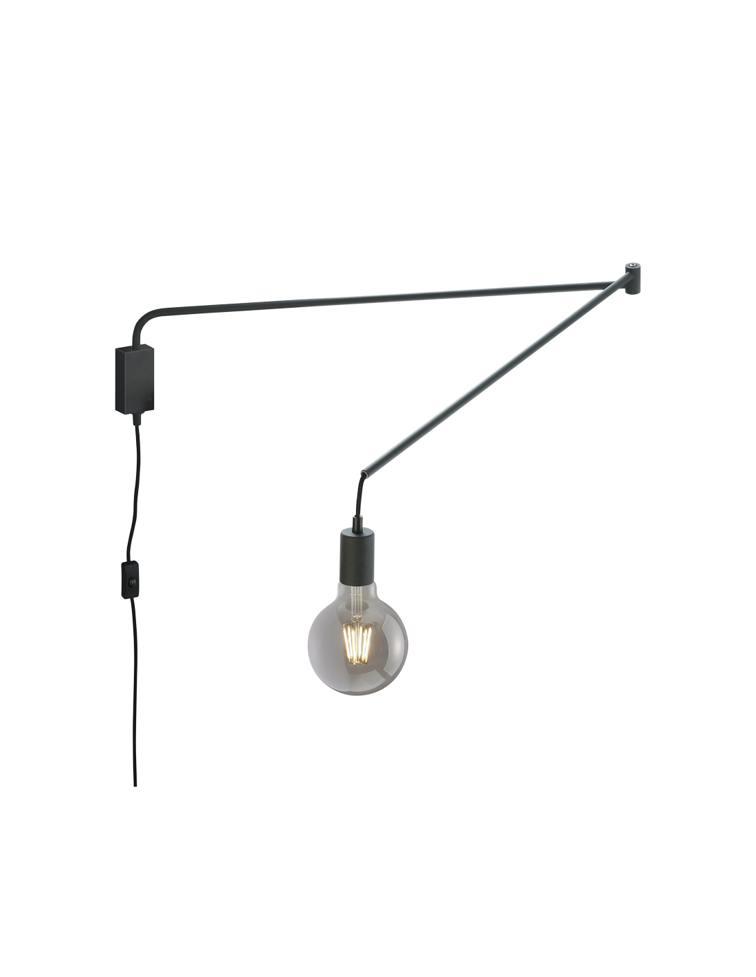 Applique Braccio Flessibile Line Nero Portalampada E27 Trio Lighting