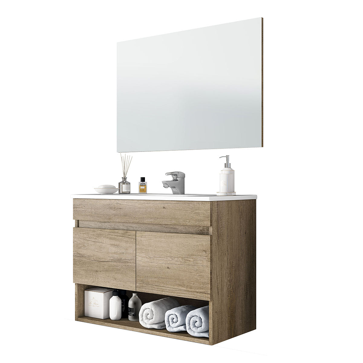 Mobile Bagno Sospeso Cotton/Clint (Da Montare)cm 64x80x45