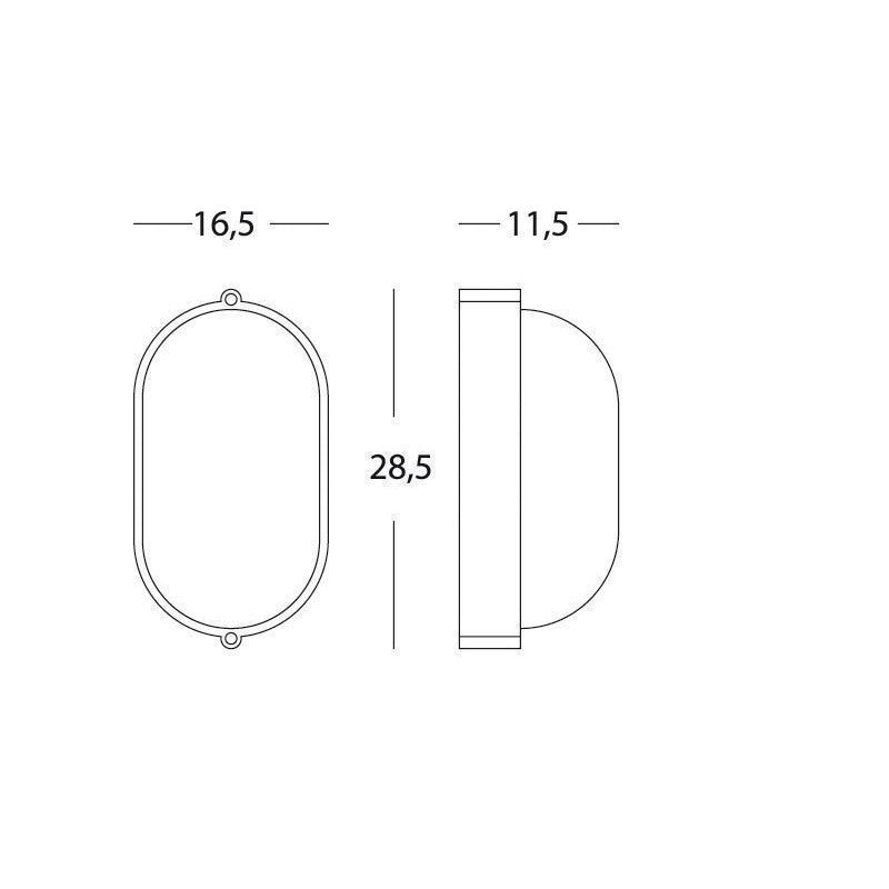 Plaf.Grande E27 linea industriale ovale bianco