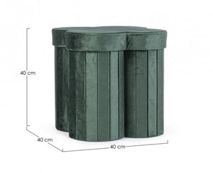 4x Pouf in velluto verde 40x40x40 h