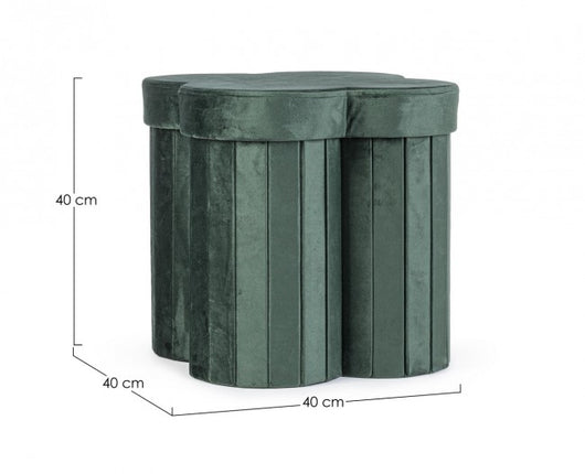 4x Pouf in velluto verde 40x40x40 h