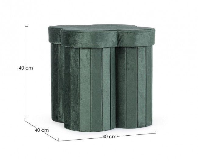4x Pouf in velluto verde 40x40x40 h