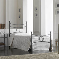 Letto in ferro singolo con pediera Nero CONCA 92x208x h117 cm
