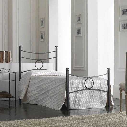Letto in ferro singolo con pediera Nero CONCA 92x208x h117 cm