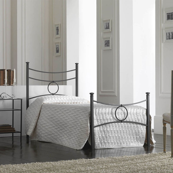 Letto in ferro singolo con pediera Nero CONCA 92x208x h117 cm