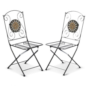 Sedia pieghevole richiudibile in ferro e mosaico per esterno MUSA pz 2