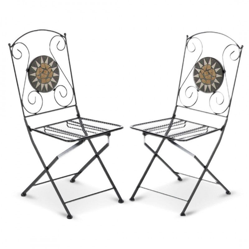 Sedia pieghevole richiudibile in ferro e mosaico per esterno MUSA pz 2