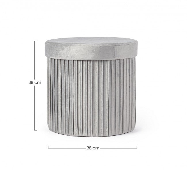 4x Pouf in velluto grigio 38a x 38b x 38h