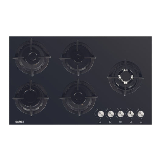Samet Piano cottura Minerva 90 in vetro 5 fuochi nero L86xP52