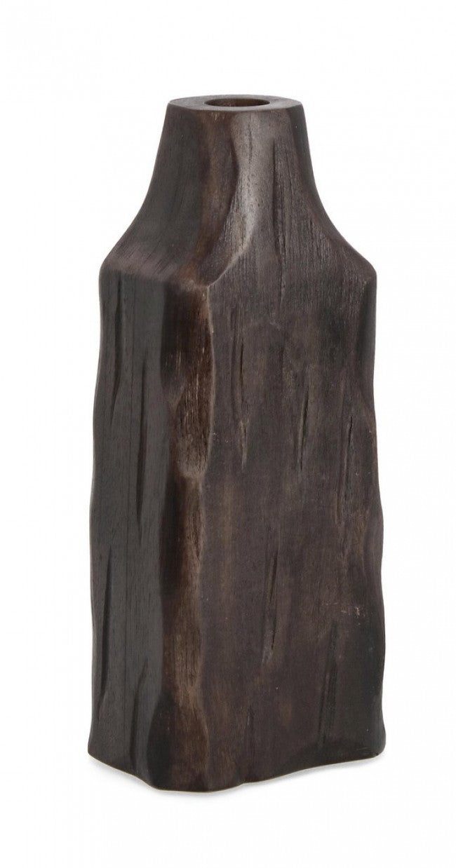 4x Bottiglia decorativa in legno marrone scuro 10,5x7,5x26h