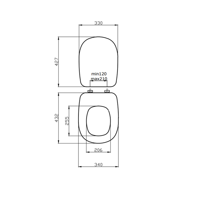 Copriwater compatibile modello Tesi grigio opaco 18 mm