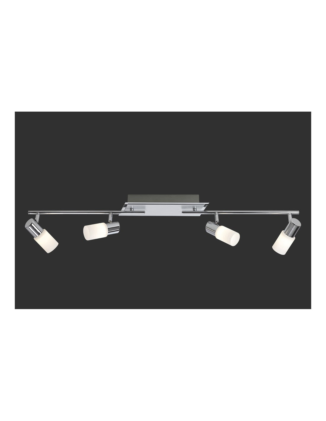 Faretto Clapton 4 Spot Led Cromo E Vetro Bianco L96 cm Trio Lighting
