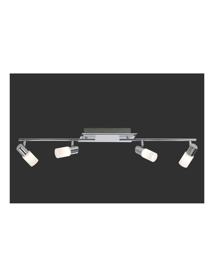 Faretto Clapton 4 Spot Led Cromo E Vetro Bianco L96 cm Trio Lighting