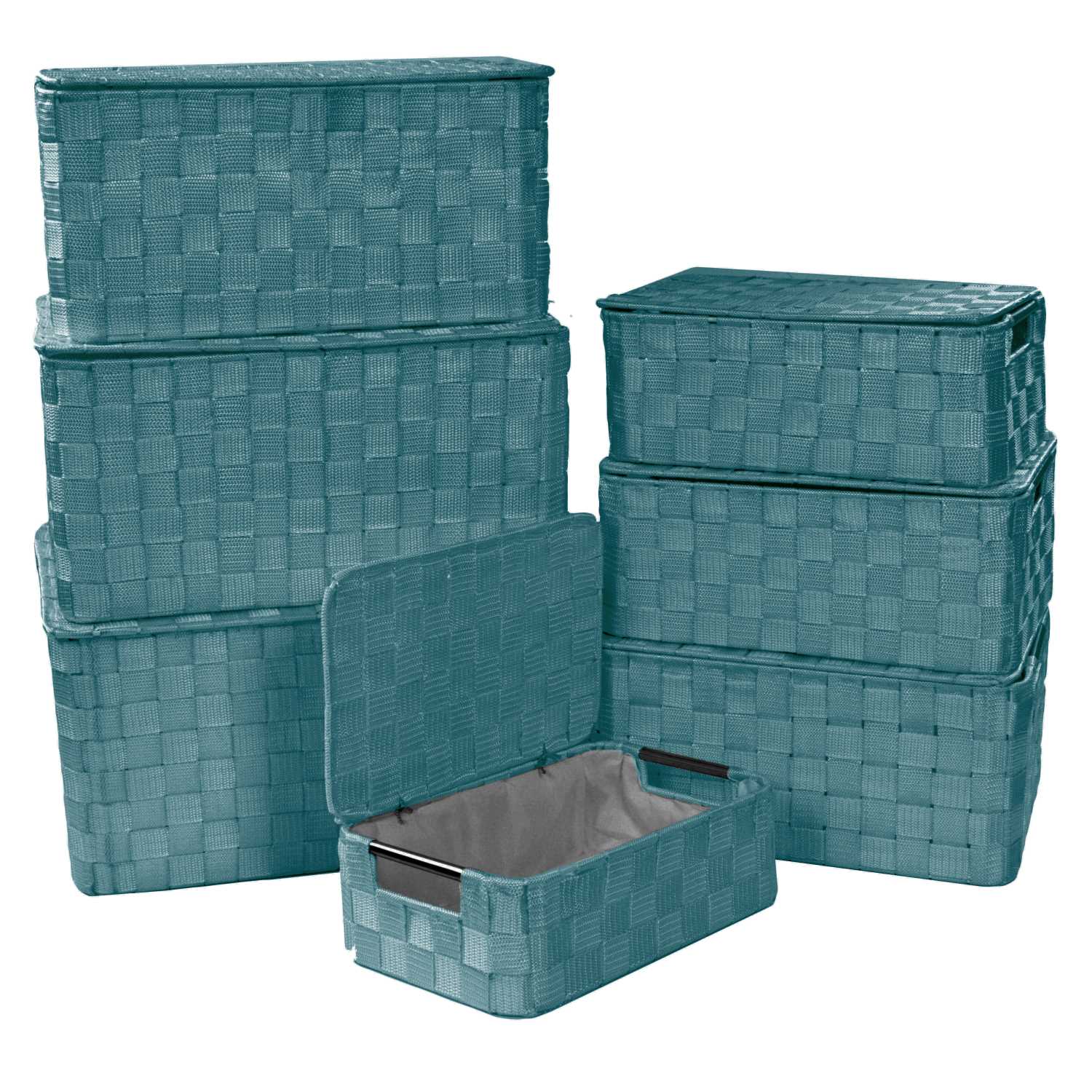 Scatola poliestere 1-7 verde acqua rettangolare cm 40x30h21
