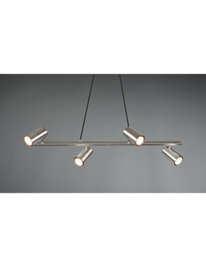 Sospensione 4 Faretti Spot GU10 Orientabili Marley Nichel Trio Lighting