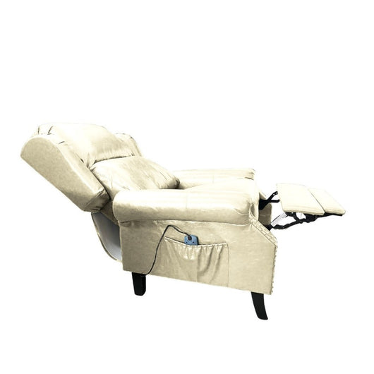 Poltrona Wing recliner 6 punti massaggianti in ecopelle colore beige H106xL91xP86