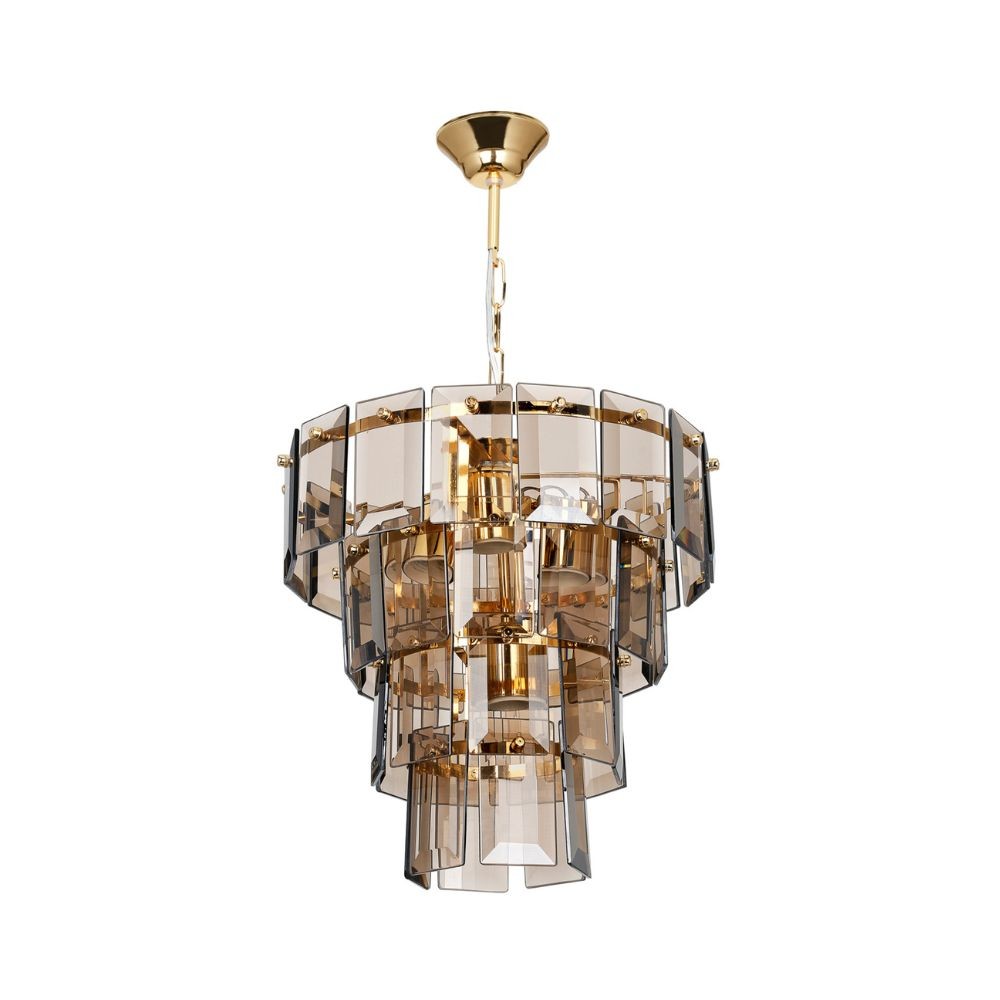 Lampada da soffitto a 4 luci Falez MDL3829 vetro fumè e oro EFFEZ