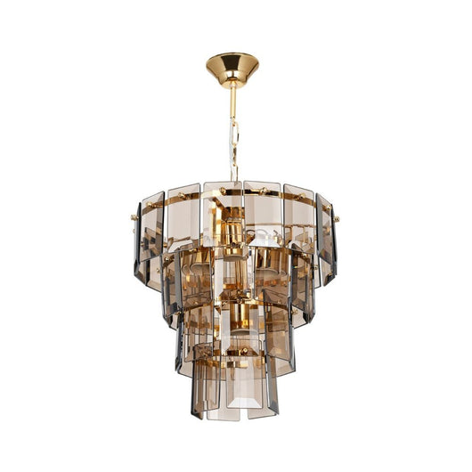 Lampada da soffitto a 4 luci Falez MDL3829 vetro fumè e oro EFFEZ