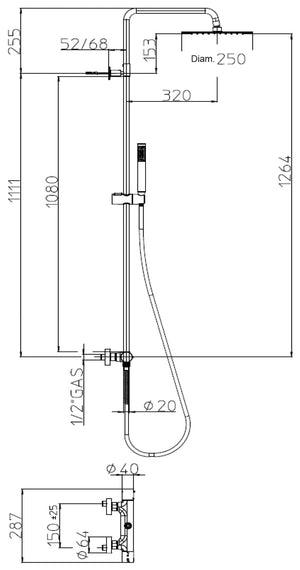 Colonna doccia Tetis L10146 cromo