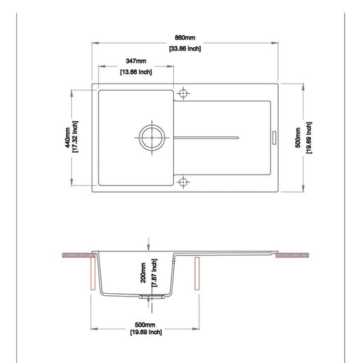 Lavello bianco 86x50 cm