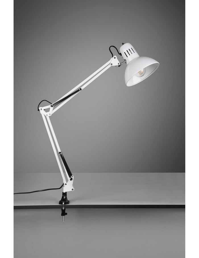 Lampada da Scrivania 1xE27 Con Pinza Bianco Tajo Trio Lighting