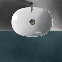 Lavabo ovale da appoggio senza foro - 50x36 cm, bianco