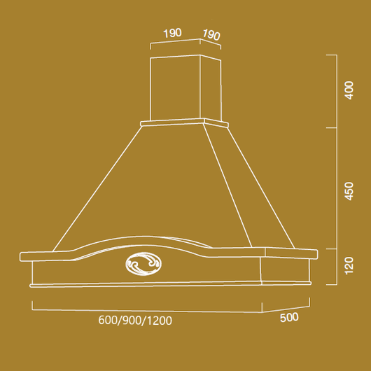 Cappa aspirante LUCREZIA in acciaio inox bianca e cornice in legno intarsio cm 60