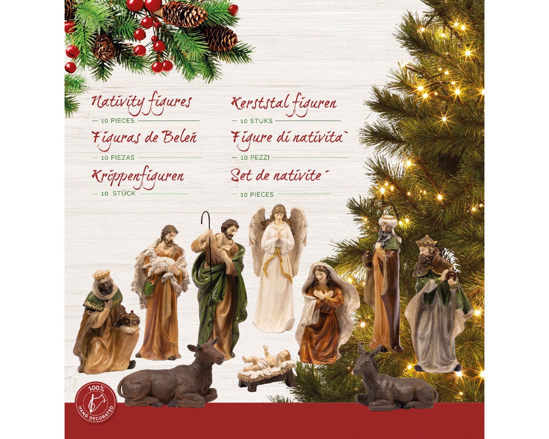 Set 10 PZ Natività multicolore 12x22,5x47 cm