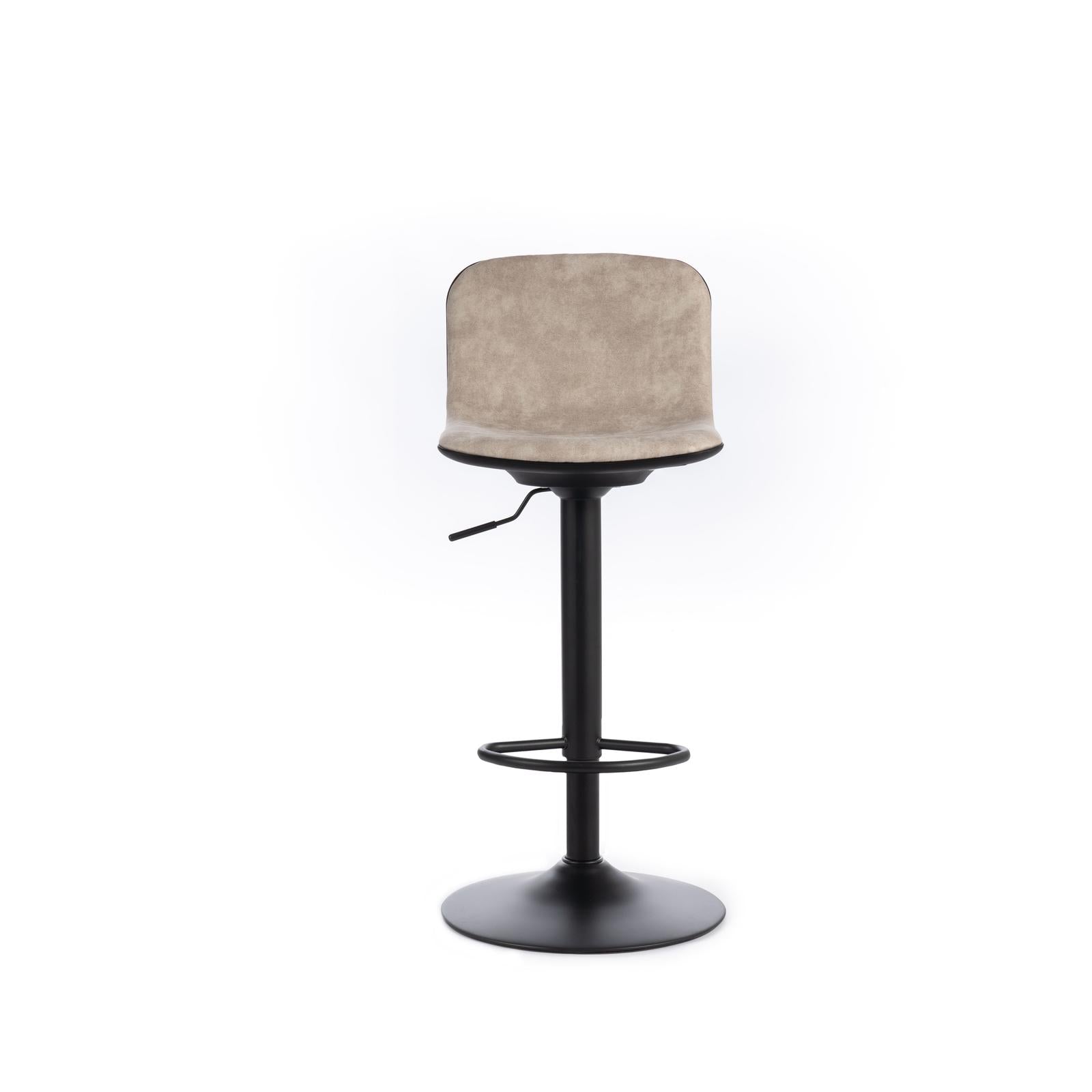 2x Sgabello in microfibra beige con struttura in metallo 39x45x86/102h cm