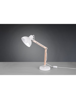 Lampada da Tavolo Kimi Legno E Paralume Bianco Trio Lighting