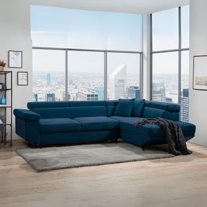 Divano letto blu 297x206x77 cm