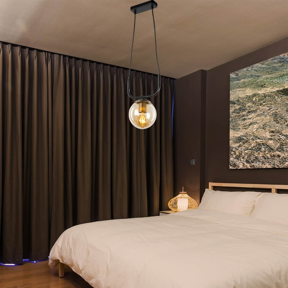 Lampada da soffitto Terena ASZ1422 in metallo nero con 1 portalampada H75xL21