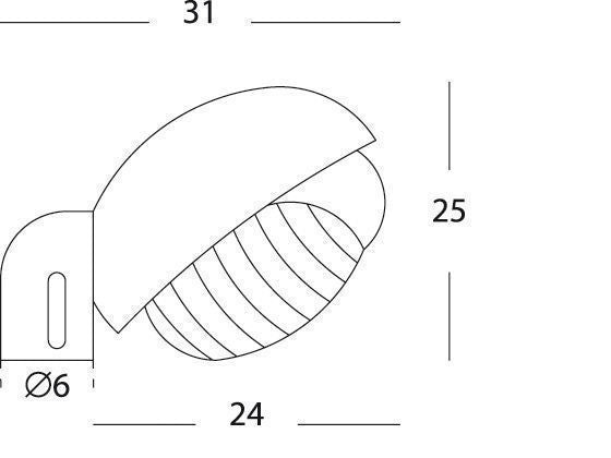 Testa-palo in termoplastico con diffusore in vetro stampato - Dimensioni: 60mm x 155mm - Alimentazione 230V - Potenza massima 60W nero