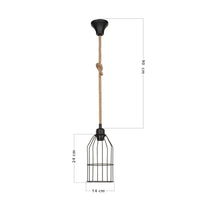 Lampada a sospensione Halat ASZ0549 in metallo nero e corda EFFEZ