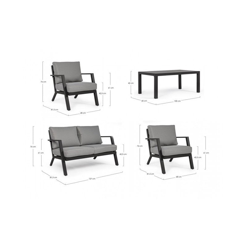 Set da giardino salotto antracite YK13 4 pezzi