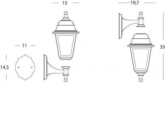 Applique Up & Down E27 In Resina  linea devil  nero