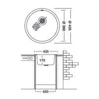 Lavello cucina a pozzetto in acciaio inox da incasso diam. 43.5 cm EFFEZ