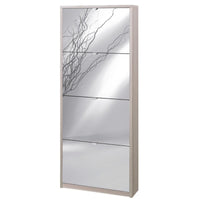 Scarpiera slim salvaspazio quattro ante a specchio Olmo Chiaro 63x18x h154 cm