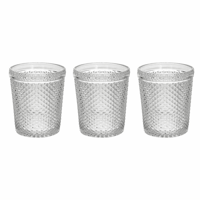 Set 3 Bicchieri 300 cc Diamante in vetro trasparente