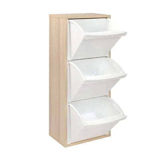 Mobile per raccolta differenziata in legno rovere sbiancato