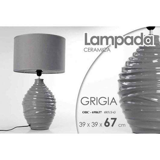 Lampada moderna da tavolo grigio lume ceramica cm 39 x 39 x 67 h