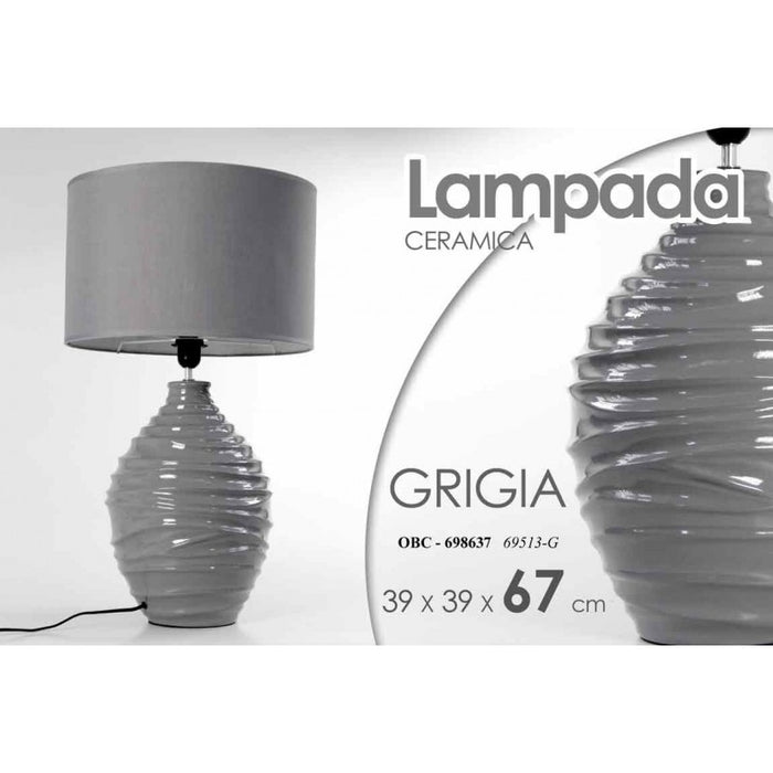 Lampada moderna da tavolo grigio lume ceramica cm 39 x 39 x 67 h